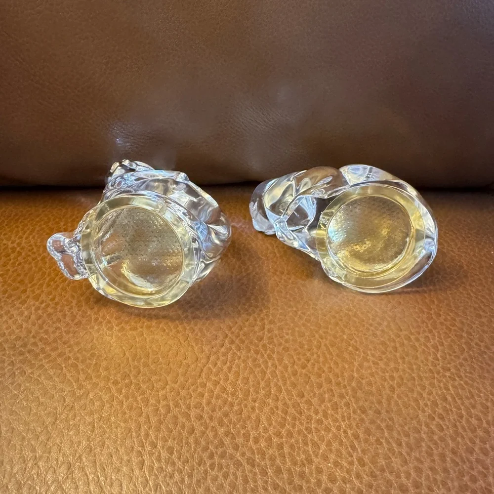 Vintage 1990s Lennox clear crystal cat salt and pepper shakers-made in Germany